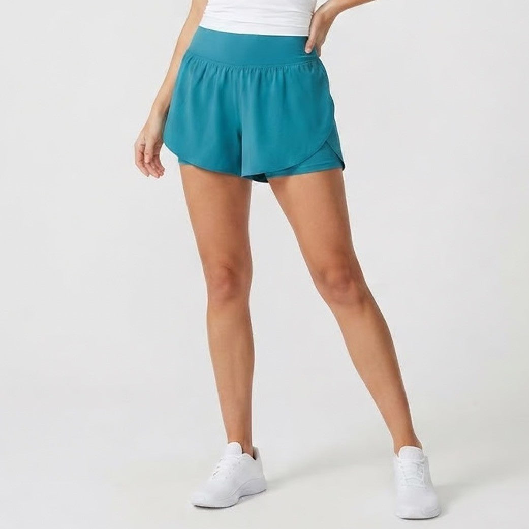 Athleta Crossover Run Shorts Teal Blue Built-in Liner Women's Size M