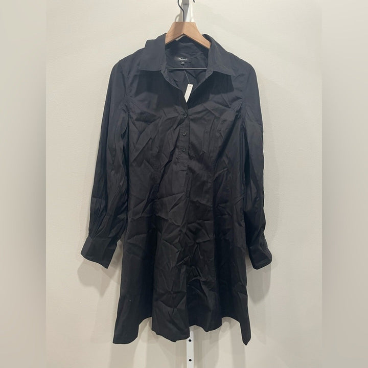 Madewell Seamed Long-Sleeve Mini Shirtdress in Poplin Size 8