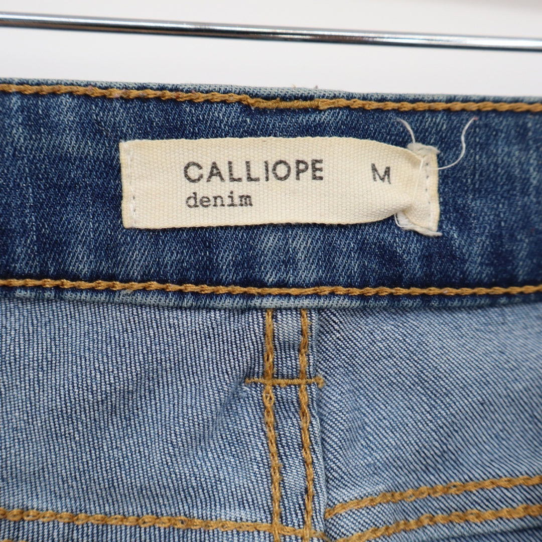 Calliope Jeans Womens M Skinny Medium Blue Distressed Ripped Raw Hem Excellent