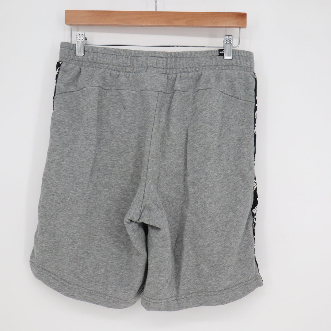 Puma Mens Gray Fleece Athletic Shorts Logo Side Stripe Size Medium