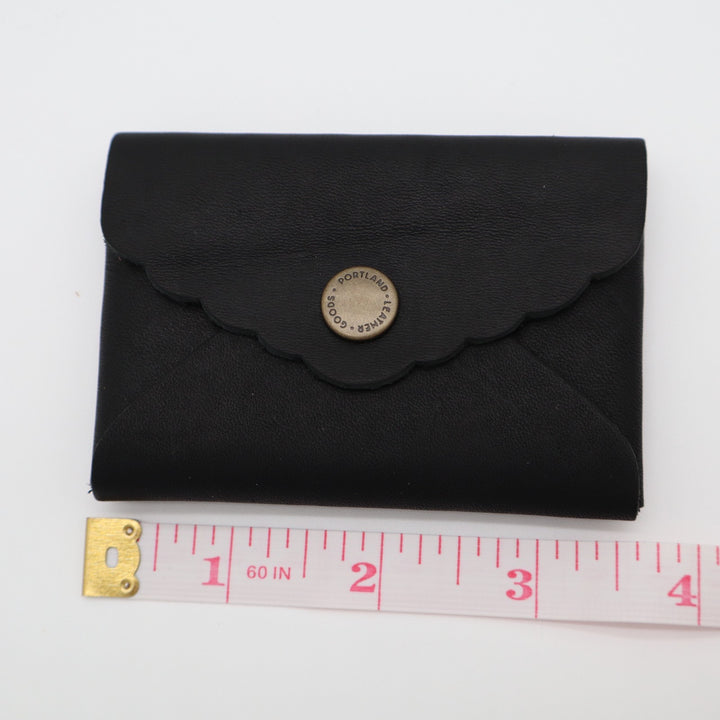 Portland Leather Goods Mini Daisy Womens Clutch Wallet Black Leather Flap Pocket