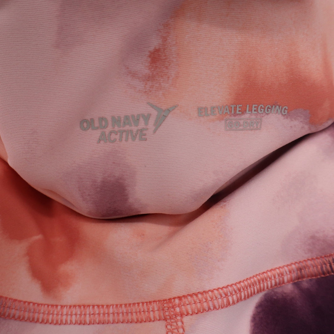 Old Navy Active Elevate Go-Dry High Rise Pocket Leggings Pink Watercolor Small