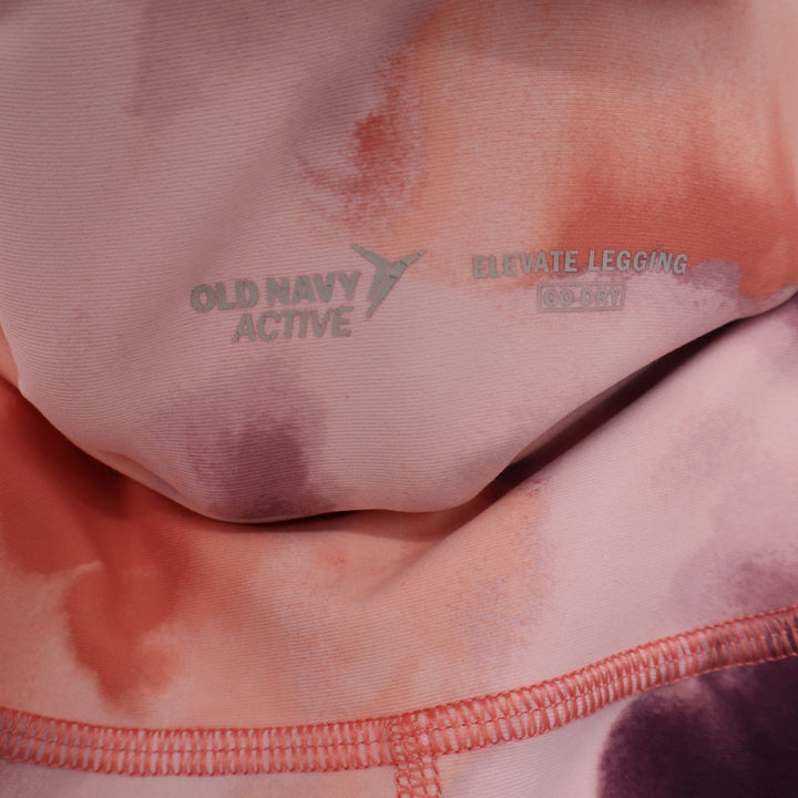 Old Navy Active Elevate Go-Dry High Rise Pocket Leggings Pink Watercolor Small