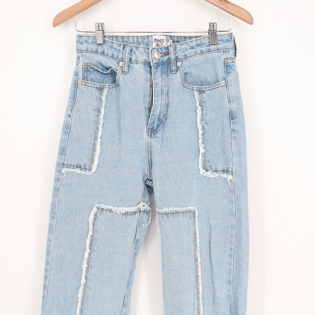 Princess Polly Carpenter Jeans Womens 2 Blue Denim Cotton Pockets Straight Leg