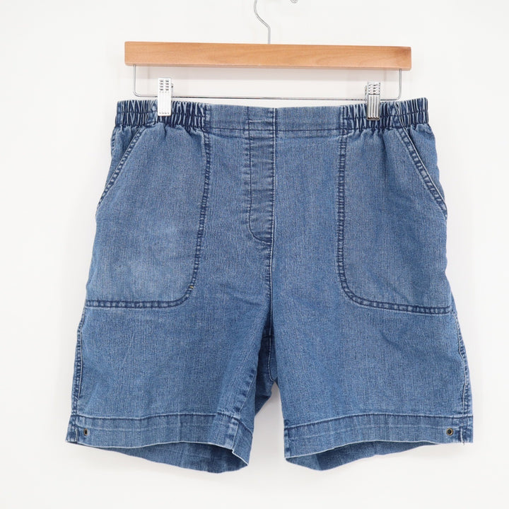Alia Petite Blue Denim Elastic Waist Shorts Womens Size 12P Medium Wash Stretch