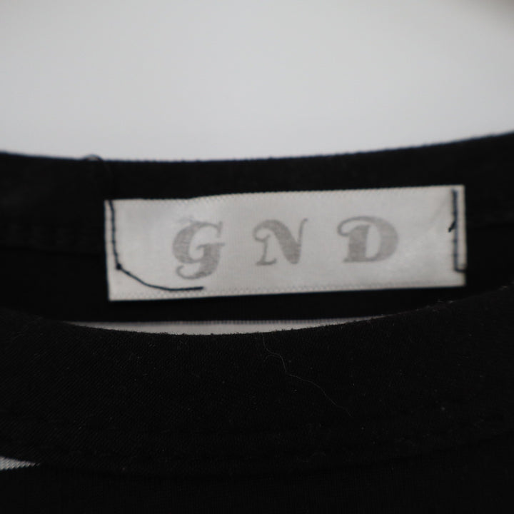 GND Mens Women's Striped T-Shirt Black White Crew Neck Short Sleeve Top