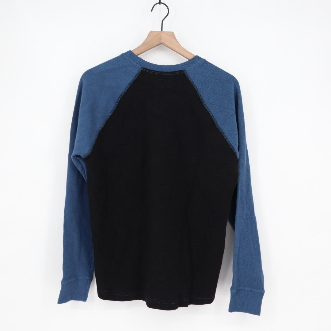 American Giant French Rib T-Shirt Men Medium Blue Black Colorblock Raglan Sleeve
