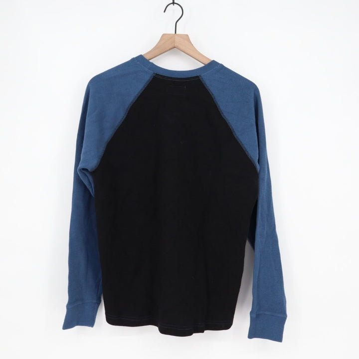American Giant French Rib T-Shirt Men Medium Blue Black Colorblock Raglan Sleeve