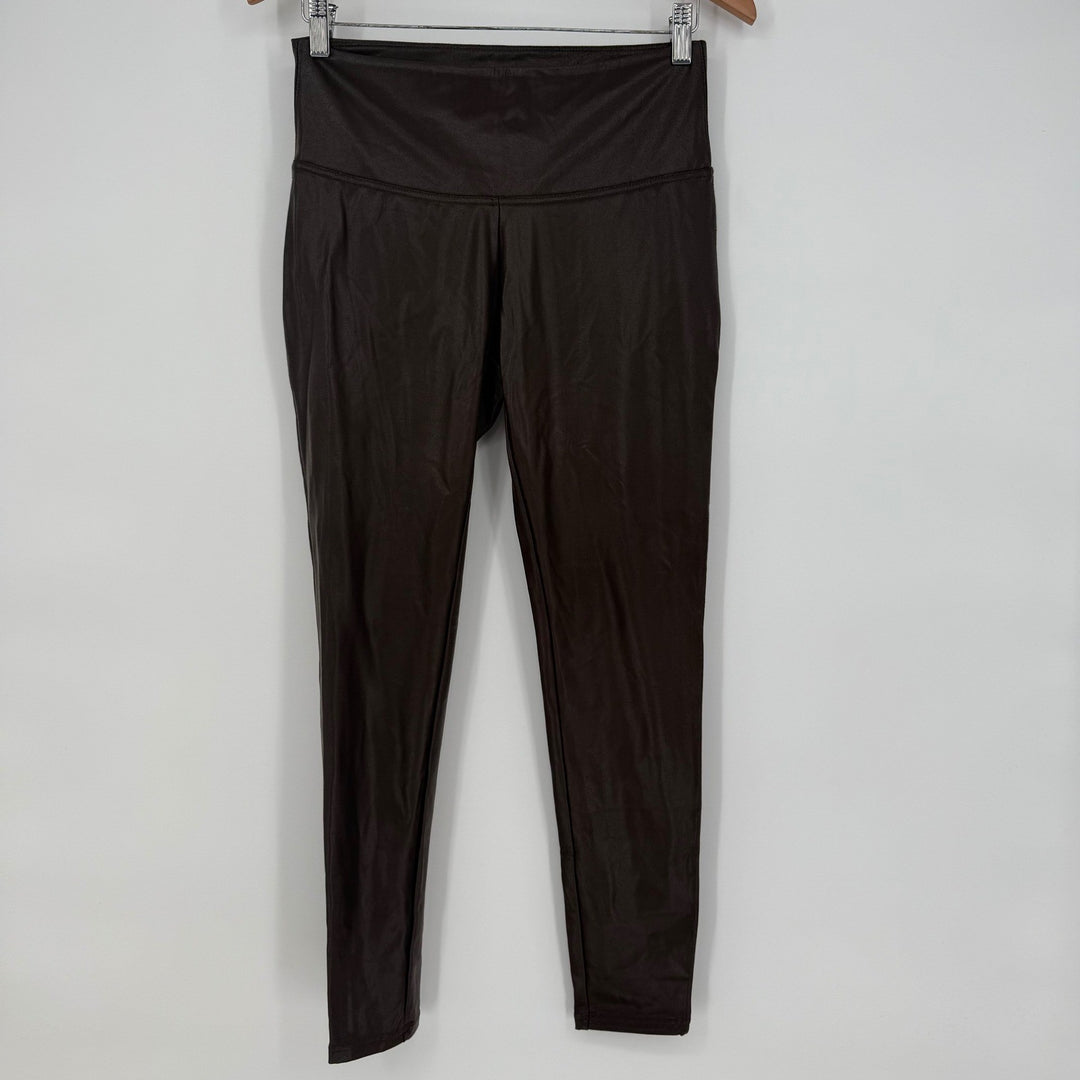 Time and Tru Faux Leather Leggings Brown High Waist Comfortable Size M