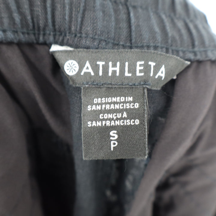 Athleta Pants Womens 8P Black Stretch Slash Pockets Drawstring Waist Tapered Leg