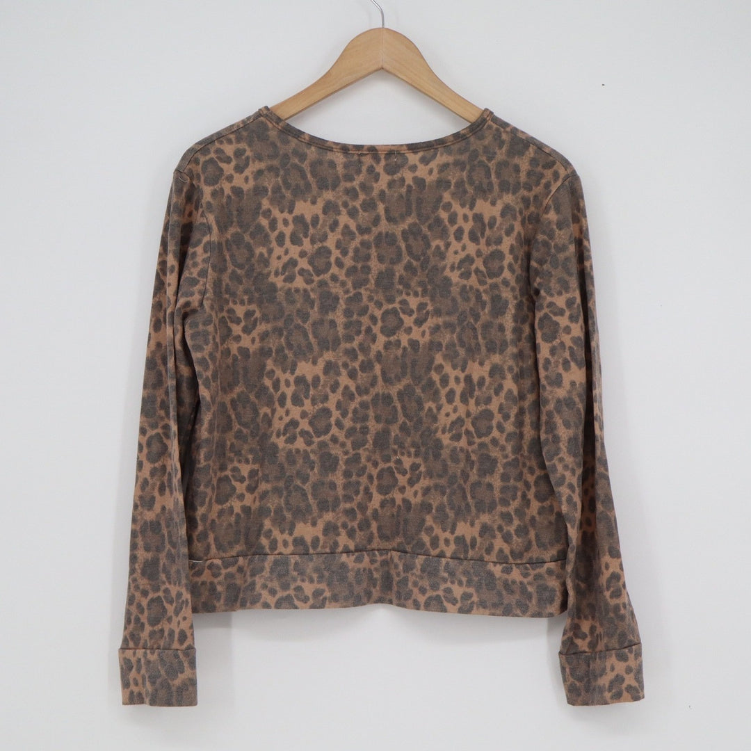 btween Womens Mama Leopard Print Sweatshirt Brown Gold Glitter Size S