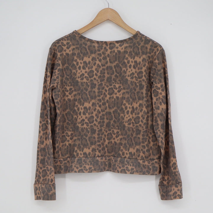 btween Womens Mama Leopard Print Sweatshirt Brown Gold Glitter Size S