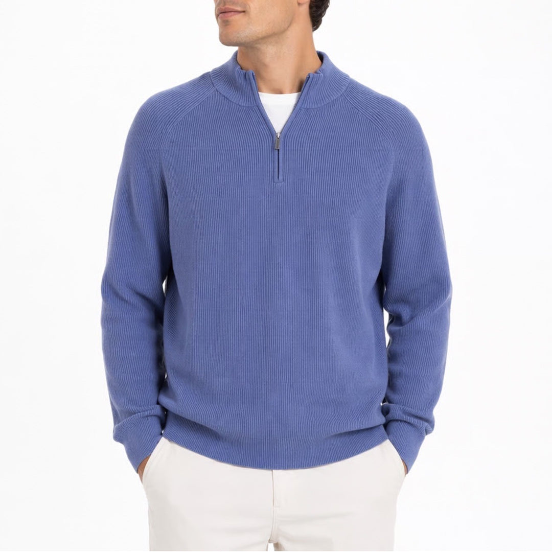 Jos. A. Bank Sweater Mens 2XL Lavender Ribbed Tight Knit 1/4 Zip Long Sleeve