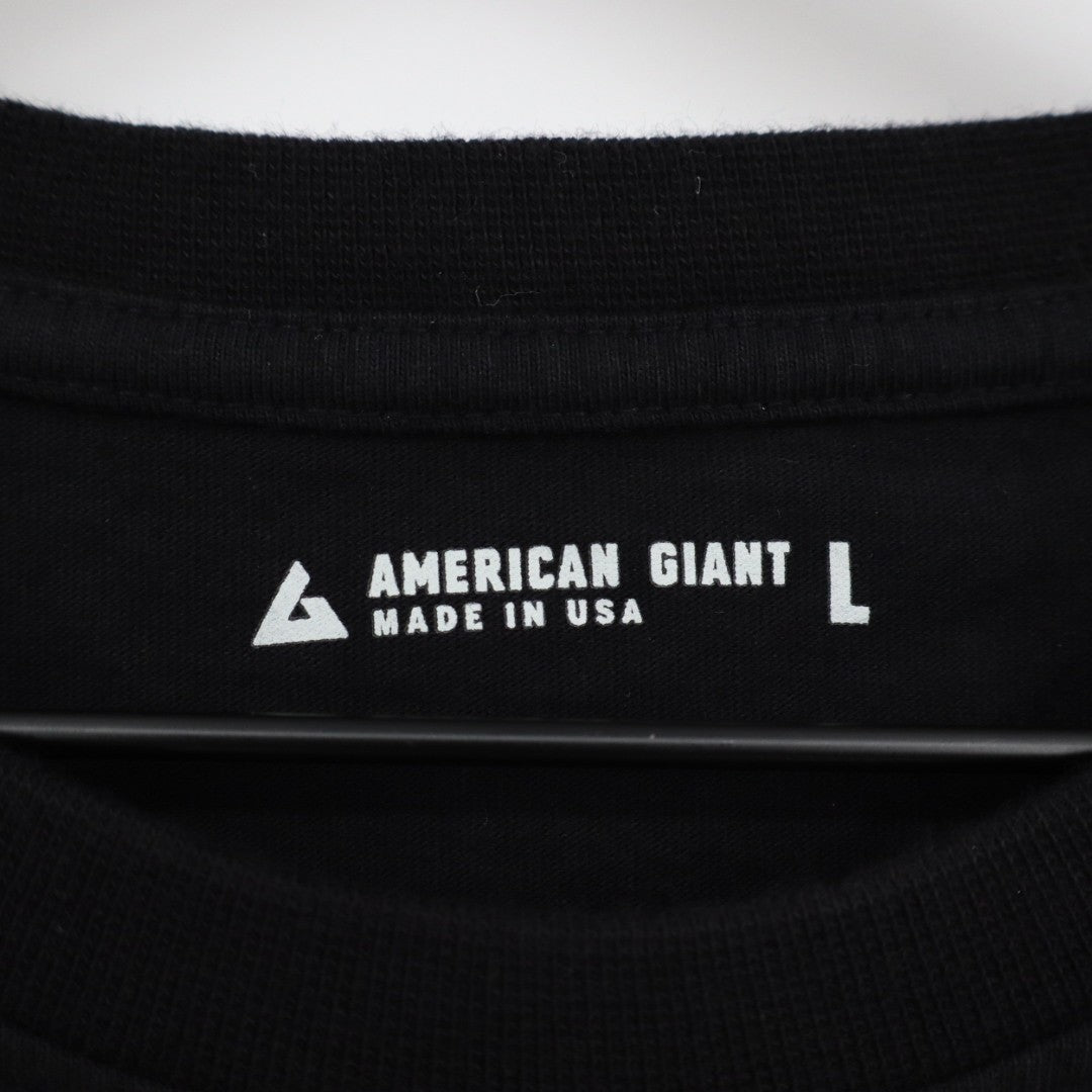 American Giant T-Shirt Mens L Black Cotton Front Pocket Crew Neck Short Sleeve