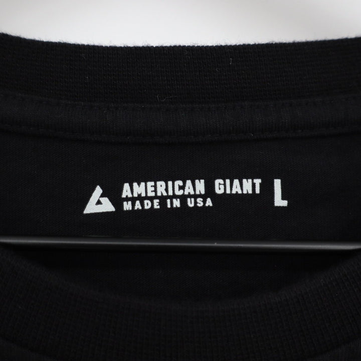 American Giant T-Shirt Mens L Black Cotton Front Pocket Crew Neck Short Sleeve