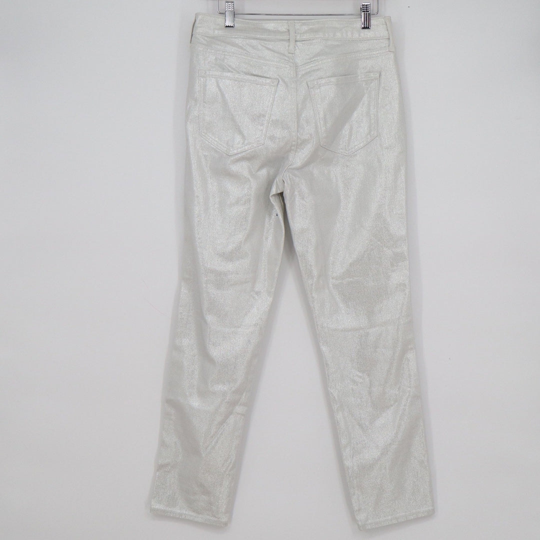Old Navy Womens Metallic Silver High Rise Vintage Slim Jeans Size 6 Shiny Pants