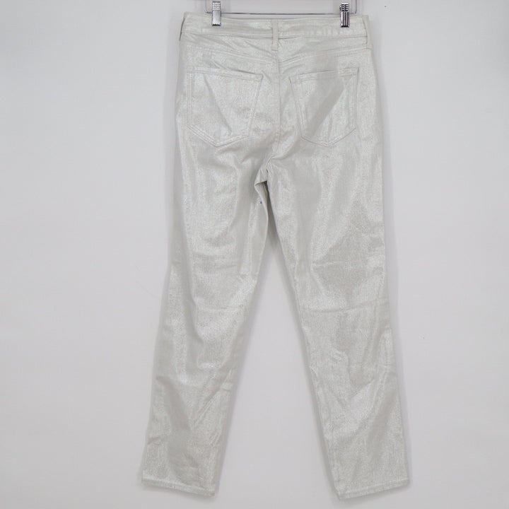 Old Navy Womens Metallic Silver High Rise Vintage Slim Jeans Size 6 Shiny Pants