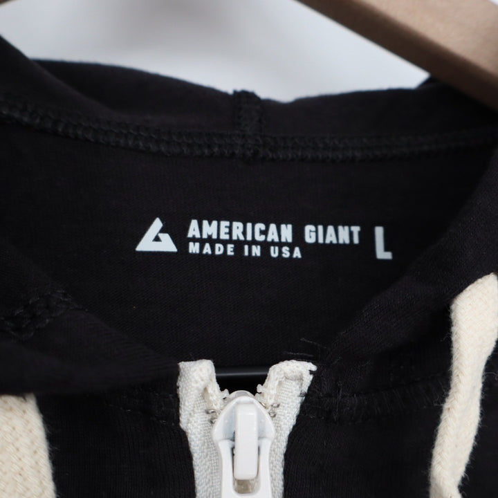 American Giant Women's Lightweight Black Full Zip Hoodie Made in USA Size L