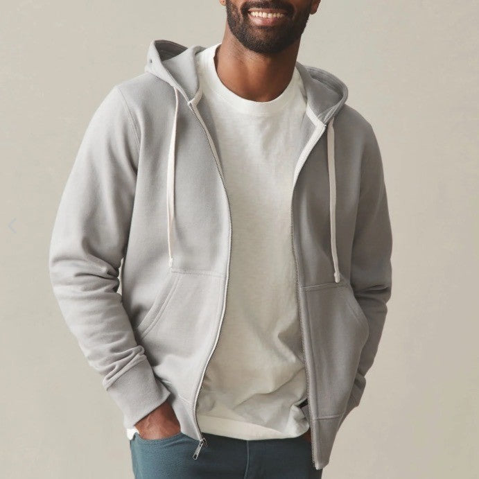 American Giant Midweight Full Zip Hoodie Mens Medium Athletic Heather Ribbed