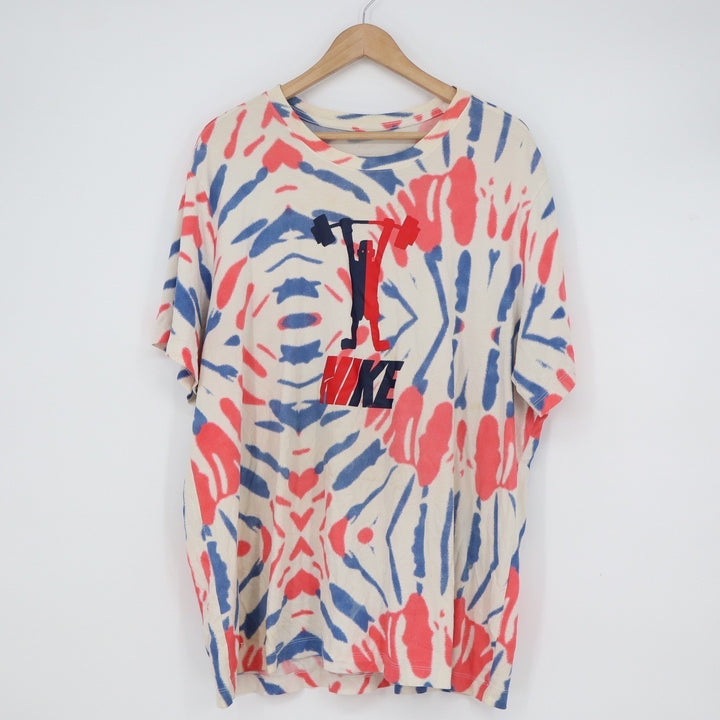 Nike Dri-FIT Mens XXL Tie Dye Weightlifting Graphic T-Shirt Red Blue