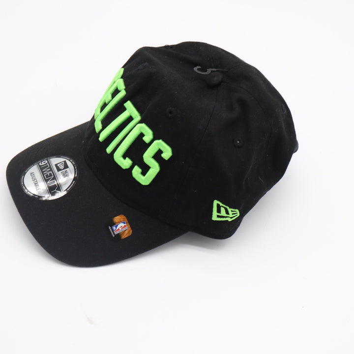New Era 9TWENTY Boston Celtics NBA Hat Black Neon Green Adjustable