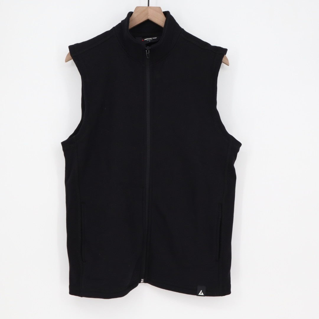 American Giant Midweight Vest Men's Medium Black Full Zip Cotton Fleece Lined