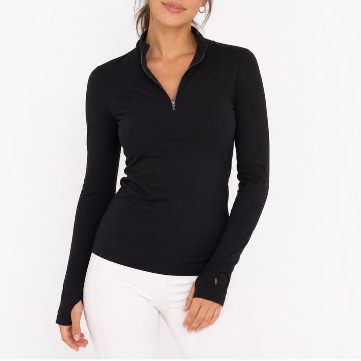 Zyia Active Pullover Womens M Copper Infused Seamless Black 1/4 Zip Excellent