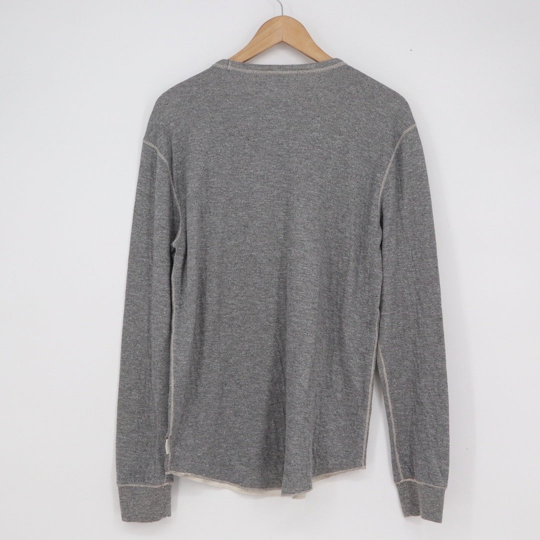 American Eagle Mens Gray Thermal Waffle Knit Long Sleeve Shirt Small