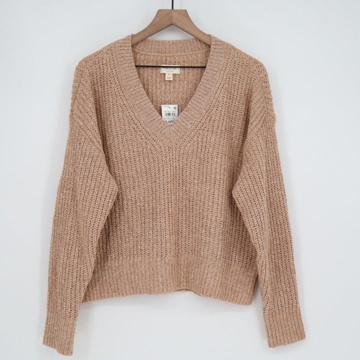 State Of Day Intimates Sweater Womens XL Brown Waffle Knit Long Sleeve V-Neck