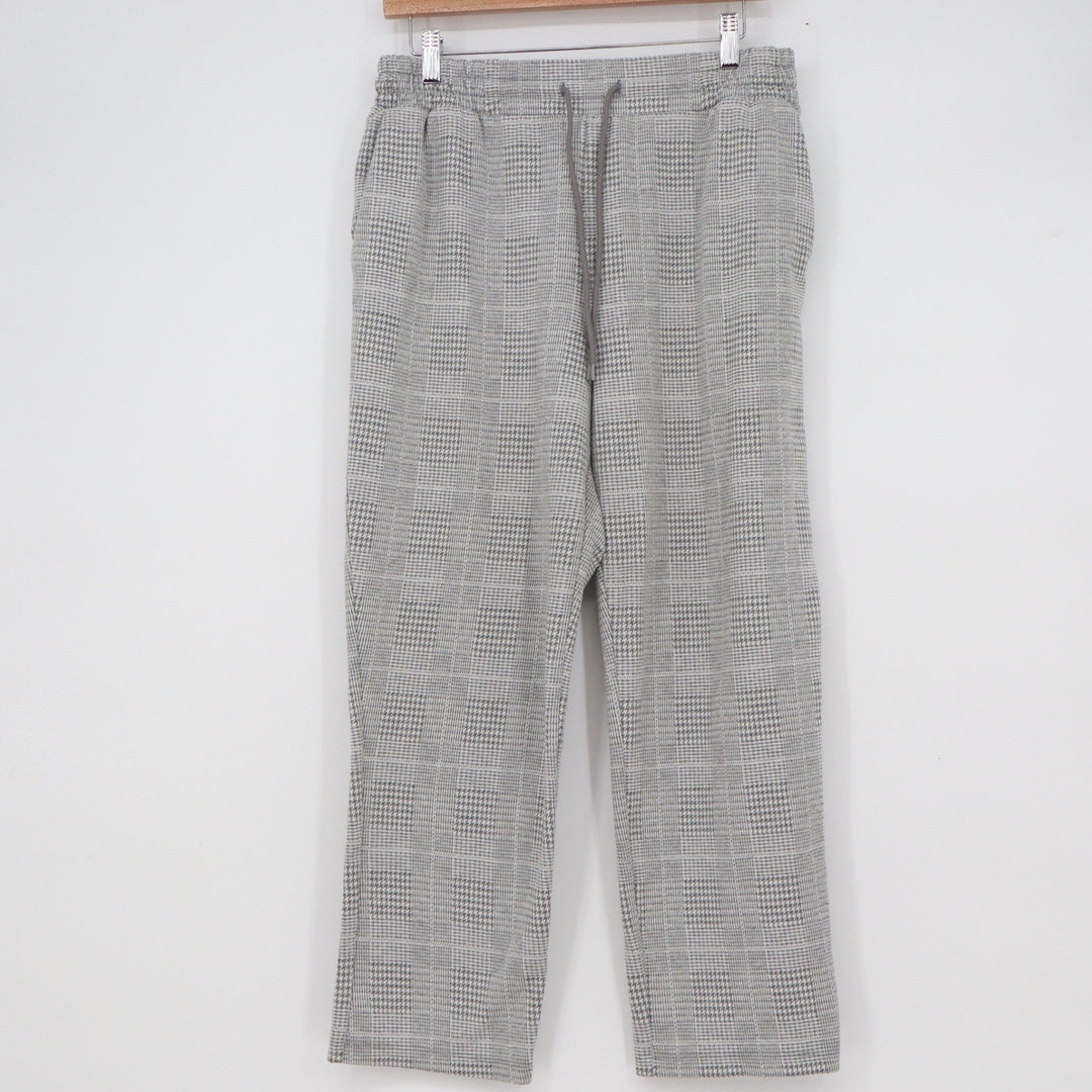 A New Day Grey Plaid Pull On Trousers Womens Medium Elastic Drawstring Pants