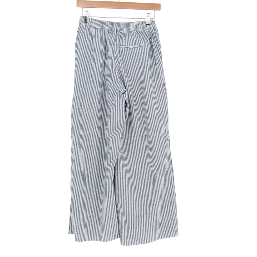 Aerie Daybreak Pants Womens XS Blue White Striped Cotton High Waisted Pleated