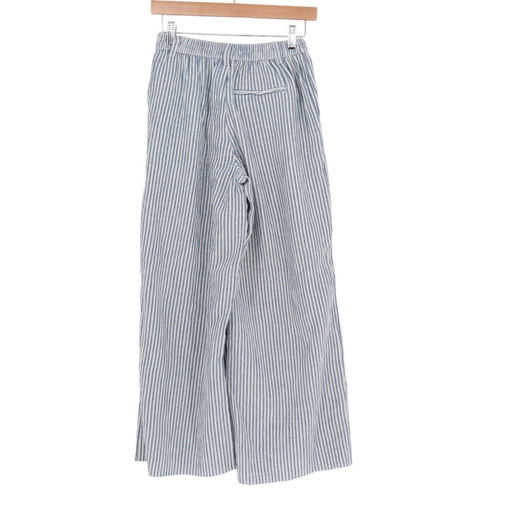 Aerie Daybreak Pants Womens XS Blue White Striped Cotton High Waisted Pleated