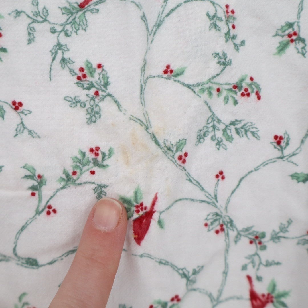 Charter Club Flannel Pajamas Top Womens Large White Floral Cotton Button Front