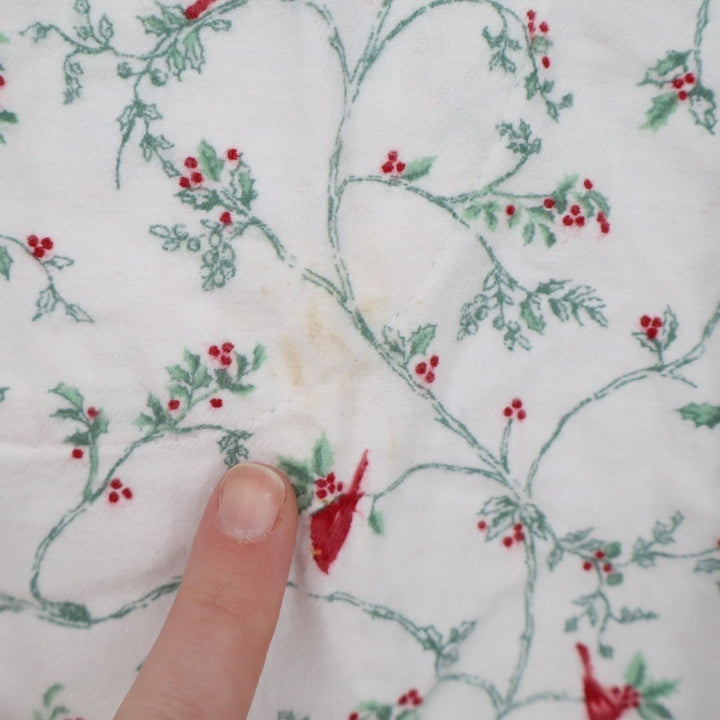Charter Club Flannel Pajamas Top Womens Large White Floral Cotton Button Front