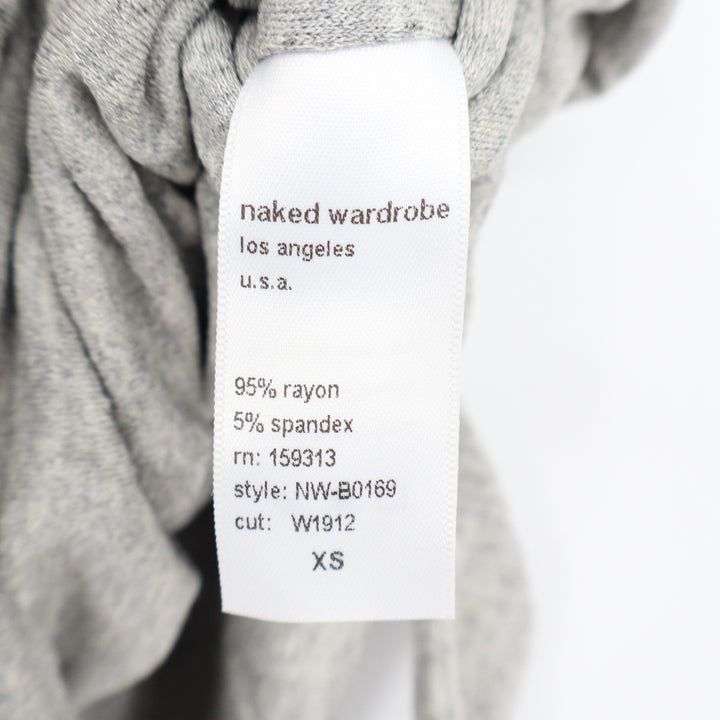 Naked Wardrobe Gray Scoop Neck Thong Bodysuit XS Heather Gray Sleeveless