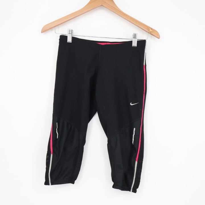 Nike Sportswear Dri Fit Cropped Leggings Womens Small Black Pink Swoosh Logo