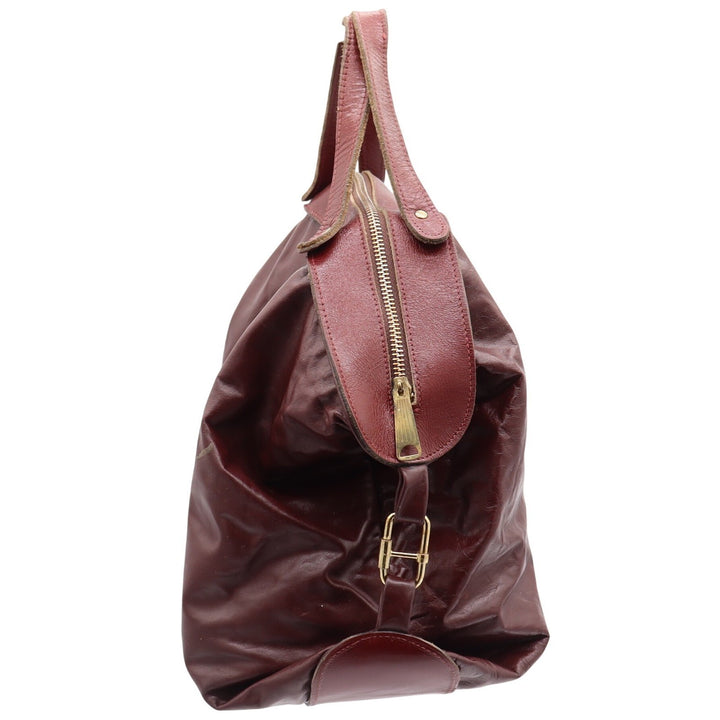 Unbranded Hobo Bag Womens OS Slouchy Burgundy Leather Large Zip Top Good