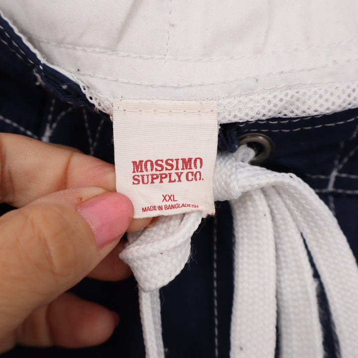 Mossimo Swim Trunks Mens XXL Cargo Navy Blue Striped Mesh Lined Excellent
