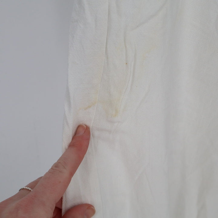 Lulus Pants Womens Medium Cream Lined Linen Blend Casual Wide Leg Side Buttons