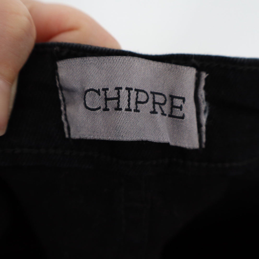 Chiper Jeans Womens W27 Black Denim Cotton Preppy 5-Pockets High Rise Skinny Leg