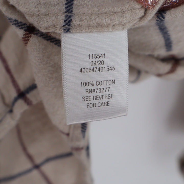 Croft & Barrow Mens L Button Down Shirt Long Sleeve Plaid Beige Blue Brown