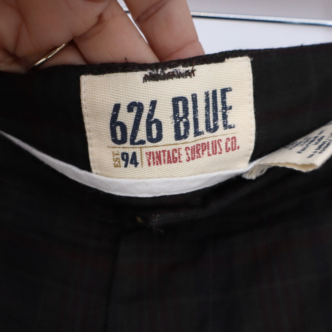 626 Blue Cargo Shorts Mens 46 Vintage Surplus Dark Plaid Cotton New