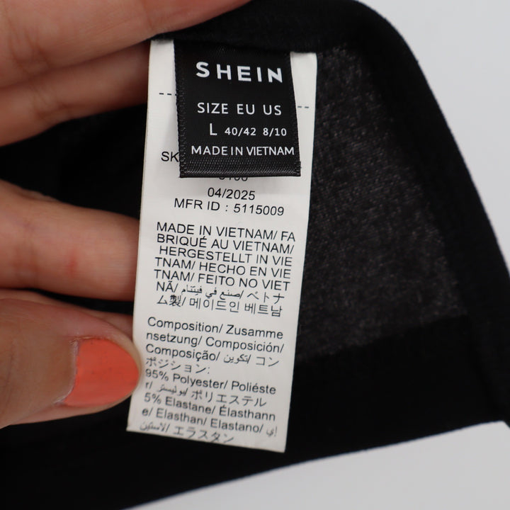 SHEIN Black Strapless Fold Over Tube Top Size L Minimalist Sleeveless Blouse