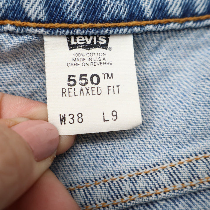Vintage Levis 550 Relaxed Fit Denim Shorts Mens 38 Light Wash Made in USA Jorts