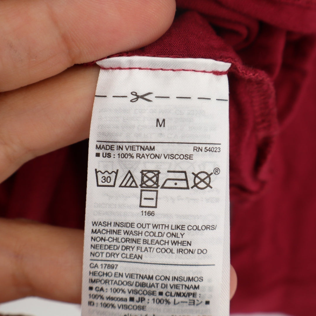 Old Navy T Shirt Women Medium Maroon Ruffled Hem Round Neck Long Sleeve Pullover