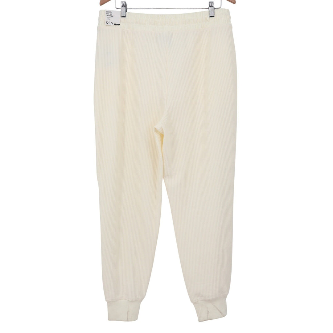 DSG Womens So Soft Ottoman Jogger Light Cream Ribbed Pants Size L