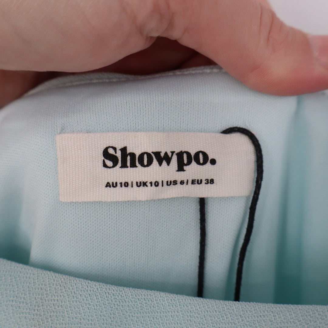Showpo Tessa Light Blue Square Neck Ruched Side Bodycon Maxi Dress Size 6 NEW