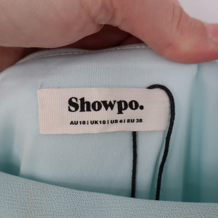 Showpo Tessa Light Blue Square Neck Ruched Side Bodycon Maxi Dress Size 6 NEW