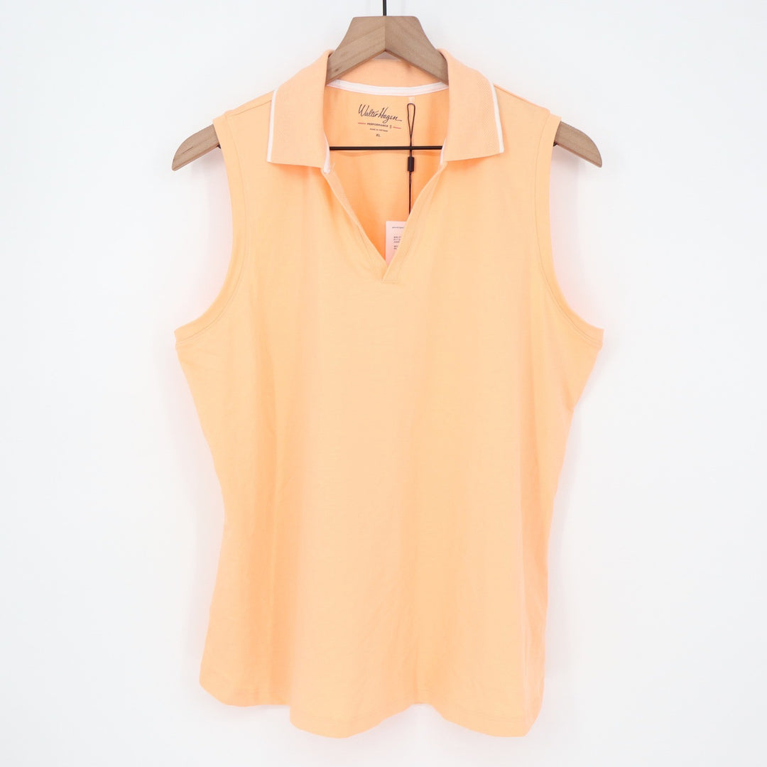 Walter Hagen Womens XL Peach Fuzz P11 Sleeveless Johnny Golf Polo Shirt