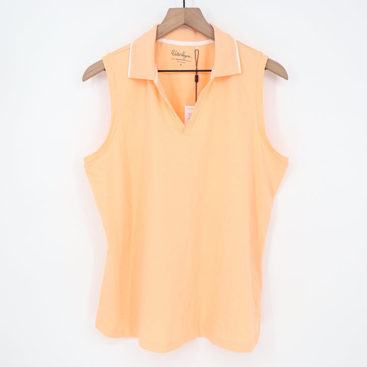 Walter Hagen Womens XL Peach Fuzz P11 Sleeveless Johnny Golf Polo Shirt